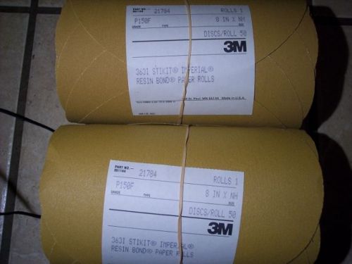 2 ) 3M 8&#034; 150 grit stikit disc 50 per roll imperial gold sandpaper*   B