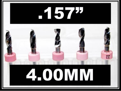.157&#034; - 4.00mm - 1/8&#034; shank  carbide drill bits five pcs cnc dremel model hobby for sale