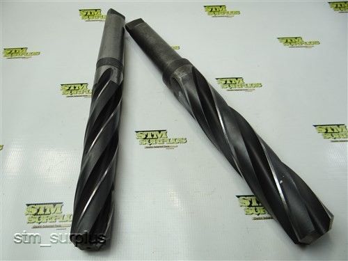 NICE PAIR OF HSS MORSE TAPER SHANK TWIST DRILLS 1-3/4&#034; &amp; 2-7/64&#034; WITH 5MT ATM