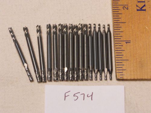 16 NEW 3 MM SHANK CARBIDE END MILLS. 4 FLUTE. DOUBLE END. USA MADE. (F574)