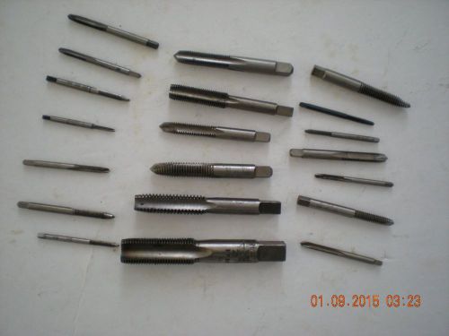 20 USED HSS TAPS IN ASSORTED SIZES MADE IN THE U.S.A.