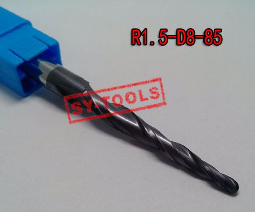 1pc r1.5*d8*45*85 solid carbide tapered ball nose end mill coating tialn hrc55 for sale