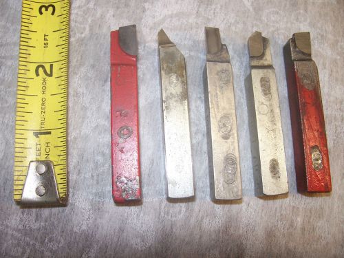 Tool Bits 3/8 x 3/8&#034; Shanks, (5)  Carbide Tipped Turning Tools, Various Geometry