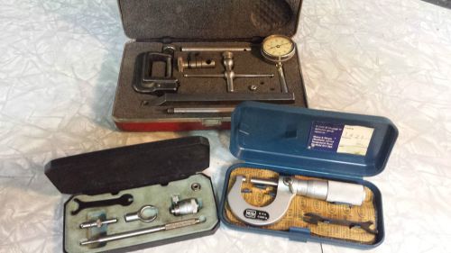 Lot of 3 machining tool sets ~ inside micrometer, starrett indicator, m&amp;w made!! for sale