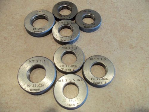 Hemco thread ring gage - 8 pieces for sale