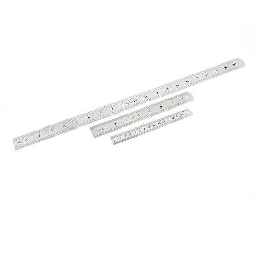 3 in 1 15cm 20cm 50cm Double Sides Students Metric Straight Ruler Silver Tone