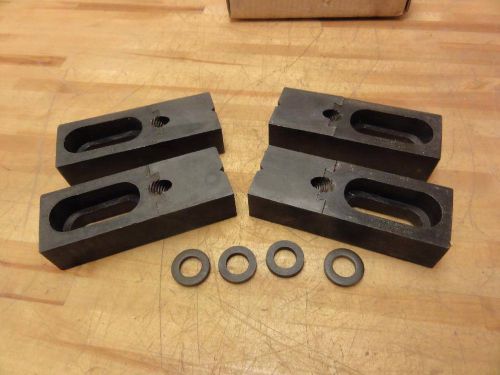 (4) matching j&amp;s fixture clamps #104 20400 3/4&#034; slot, jaw, work holding holdown for sale