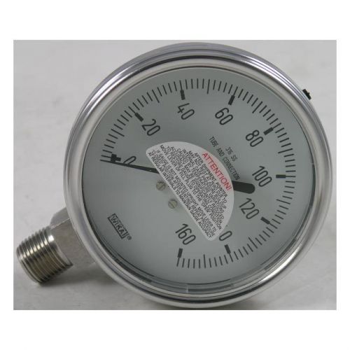 Wika t232.54 pressure gauge, 0-160 psi, 4&#034; dial w/ 1/2&#034; npt bottom mount, dry for sale
