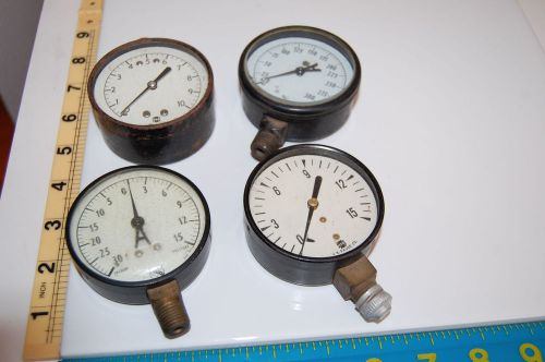 Lot of four antique vintage pressure vacuum gagues steam punk ashcroft usa for sale