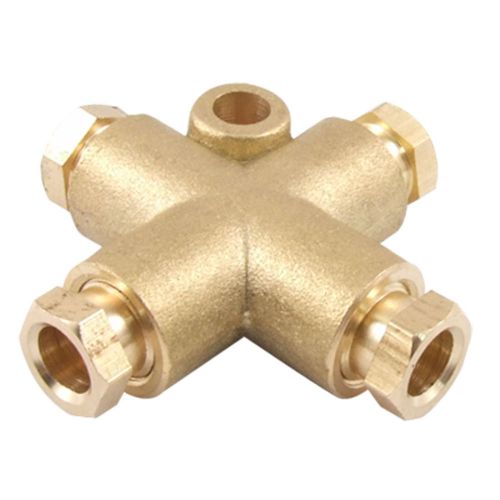 0.25&#034; Hole Dia Four Way Coupling Brass Coupler Fitting