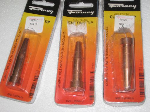 Lot of three acetylene torch cuting tips size 1 and 0 for sale