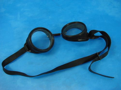Vtg  aviation welding motor goggles steampunk metal screen side round clear lens for sale