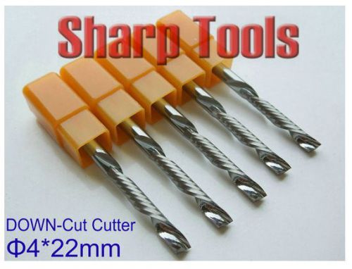 5pcs down cut single flute sprial left-handed cnc router bits 4mm 22mm for sale