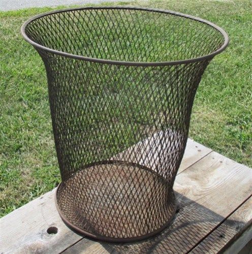 North western expanded metal mesh trash can garbage industrial wire art deco a for sale