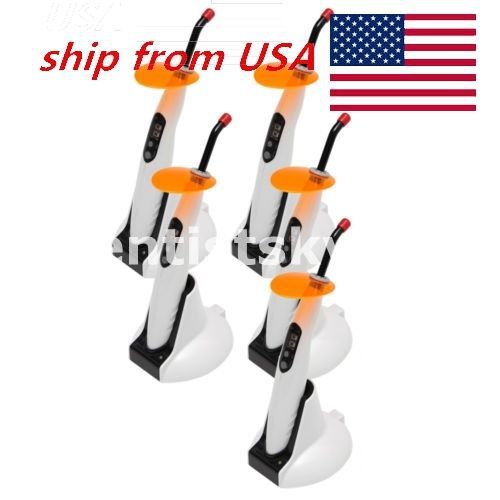 ?From USA? 5*Dental Wireless/Cordless LED Curing Light Lamp 1400mw LED-B