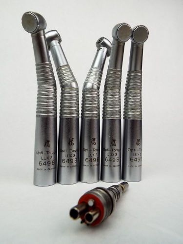 5 KaVo Opti-Torque LUX 3 649 B Dental Handpieces w/ 5-Hole Fiber Optic Coupler
