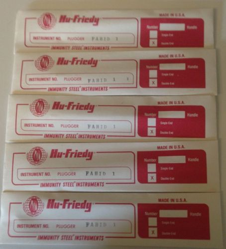 Set of 5 HU FRIEDY Plugger FAHID 1 Double End Immunity Steel Instruments USA New
