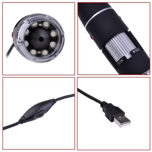 Portable USB Digital 50-500X 2.0 MP Microscope Endoscope Magnifier Camera 8 LED