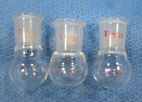 Assorted  5 ml  round  bottom  flasks  all  14/20   x3        a for sale