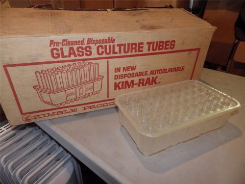 Lab nos laboratory kimble culture tubes in kim-rak lot of 350 16x100mm lab320 for sale