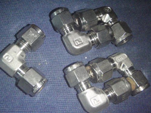 Parker 316 stainless   1/4&#034; tube x 1/4  tube union  elbow, lot of 5 pcs for sale