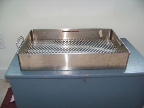 USED Stainless Steel Sterilization Tray 3&#034; deep 20&#034; long 13&#034; wide with HANDLES