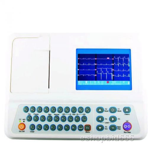 Full keyboard 3 channel 5 inch color lcd digital electrocardiograph ekg machine for sale