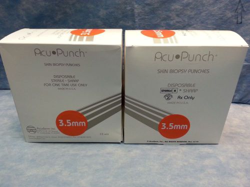 Acuderm Acu Punch Skin Biopsy 3.5 mm 2 New In Date Boxes (100) P3550
