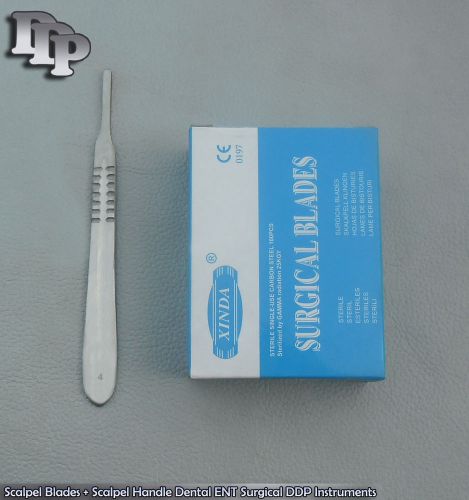 100 Scalpel Blades #24 + Scalpel Handle #4 Dental ENT Surgical DDP Instruments