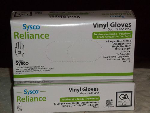 Sysco  vinly  gloves, powder-free, x_large , 2  boxes of  100 for sale