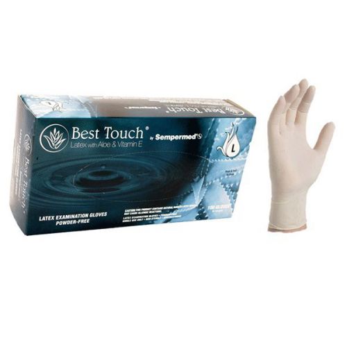 BestTouch Latex Medical Dental Exam Gloves With Aloe &amp; Vit E, PF Size XS-XL
