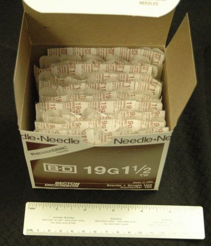 19g x 1-1/2&#034; BD PrecisionGlide Hypodermic Needles, 305187, NEW IN BOX Qty 100