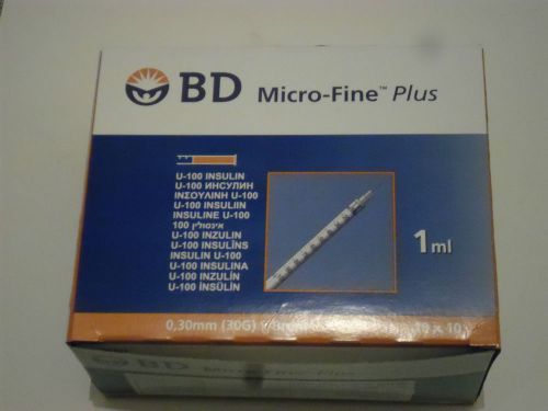 100 x bd micro fine plus 100u single use,1ml syringe, 30g 0.3 x8mm for sale