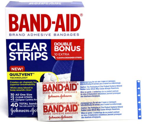 1 PACK OF 40 PCS BAND-AID CLEAR STRIPS ADHESIVE 3/4&#034; x 3&#034; 1.9cm x 7.6cm NEW