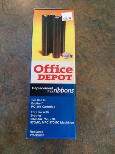 Office Depot Replacement Fax Ribbons For Brother PC-301 Black Pack Of 2 NEW!