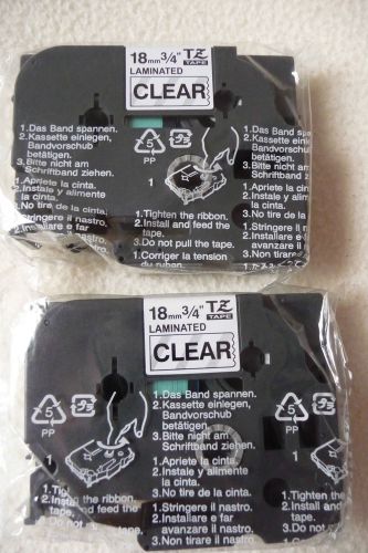 P-Touch  TZ-141 Tape 3/4&#034; Clear Laminated Black Ink by Brother 2 Sealed Pack&#039;s