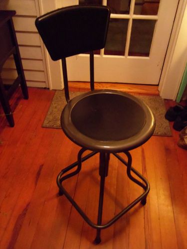 Safco diesel high base stool w/ back rest- leather padded seat &amp; back #6664 for sale