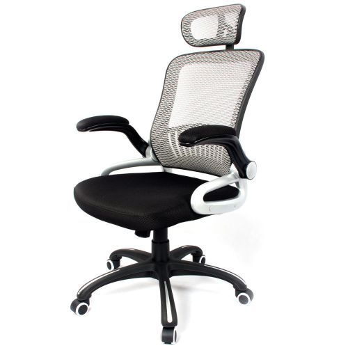 Executive ergonomic high back mesh computer office chair w/ adjustable head rest for sale