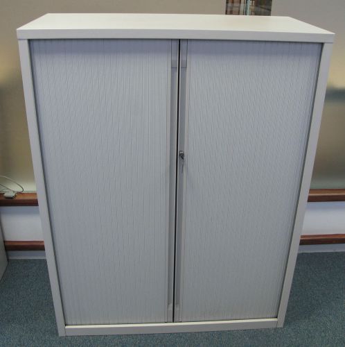 Grey Tambour Door/Rolling Shutter 2 Shelf Office Filing Cabinet/Cupboard