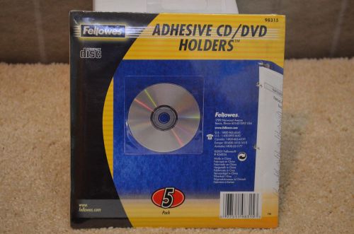 Fellowes CRC 98315 Clear Adhesive CD DVD Holders Pack, NEW