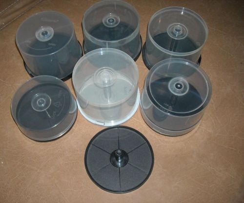 6 empty cd or dvd spindle containers for sale