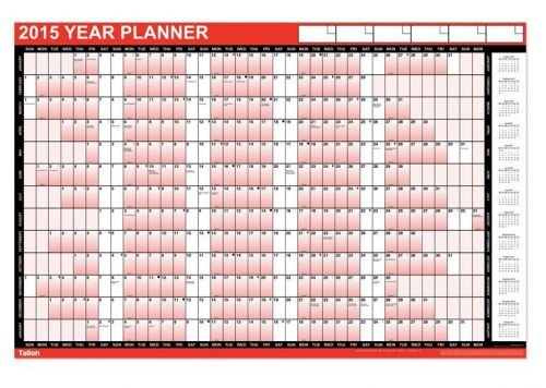 2015 Red Year Wall Planner Office Work Planner Large With Pen &amp; Coloured Dots