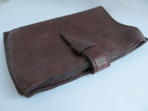 VINTAGE HAND CRAFTED ALL LEATHER CALENDAR MEMO NOTE ID HOLDER 8 1/2&#034; X 5 3/4&#034;