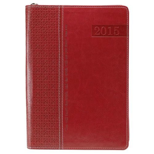2015 John 8:32 Executive Zippered LuxLeather Red Daily Planner 360888