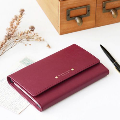 Iconic pochette diary burgundy color/wallet type planner/synthetic leather