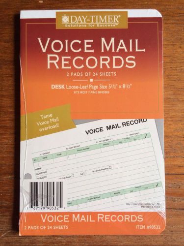 Day-Timer Voice Mail Records; 2 pads; 48 sheets; Desk size: 5.5&#034; x 8.5&#034;