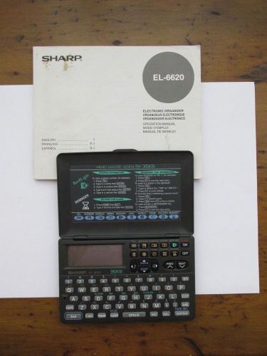 SHARP EL-6620 PDA MEMO MASTER ORGANIZER BACKLIT ALARM 3 LINE DSPLY 35KB W/MANUAL