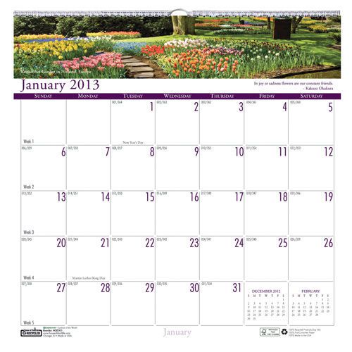 House Of Doolittle Gardens Of The World Monthly Wall Calendar, Wirebound, 12&#034; x