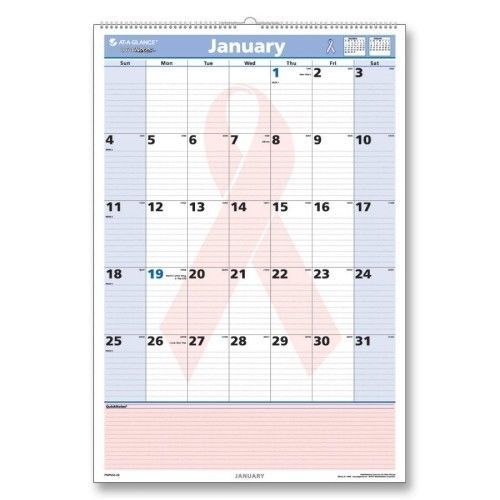 Wall Calendar, Monthly, Cancer Awareness, Jan-Jan, 15-1/2&#034;x22-3/4&#034;, 2013