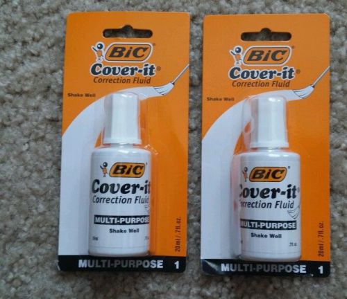 2 BIC White Out Correction Fluid Quick Dry- FREE SHIPPING!